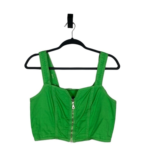 Vintage green zip front crop top - Picture 1 of 6